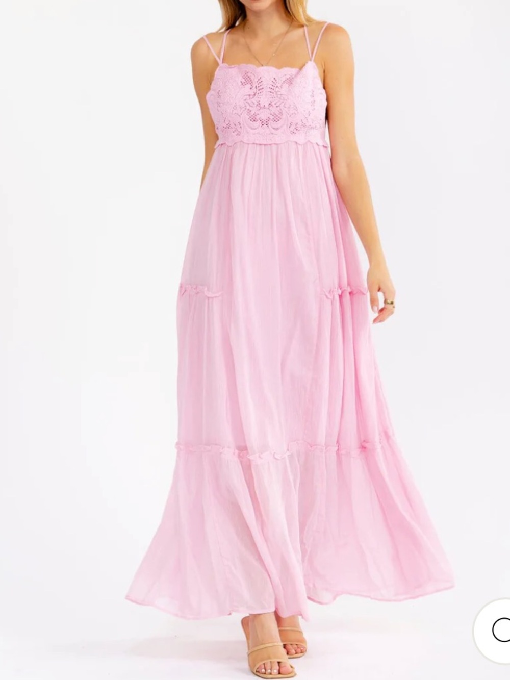 Boho NWT Summerlyn Pink Lace Bodice Maxi Dress size S-M-L